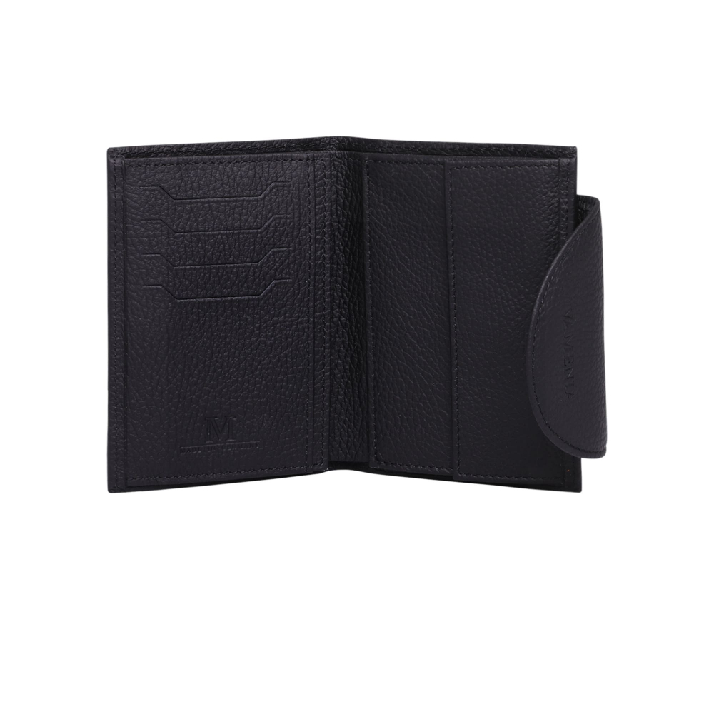 Medium-sized wallet made from black calf leather